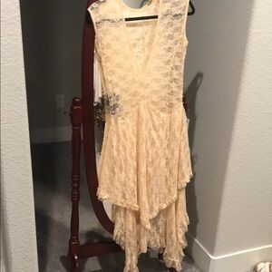 Cream Plunge Neck Backless Sundress for Weddings